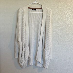 BDG Cream Open-Front Cardigan with Pockets